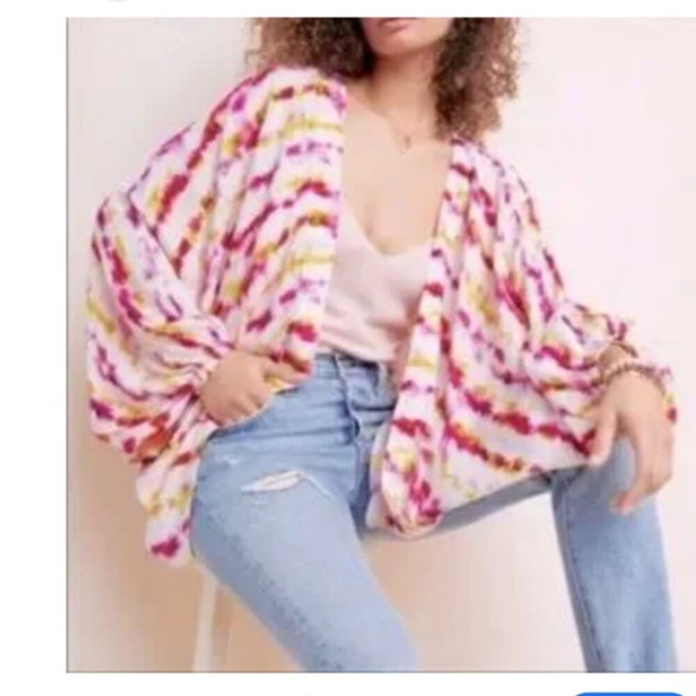 Anthropologie Kimono Wrap Dip Tie Dye Drape One Size Top